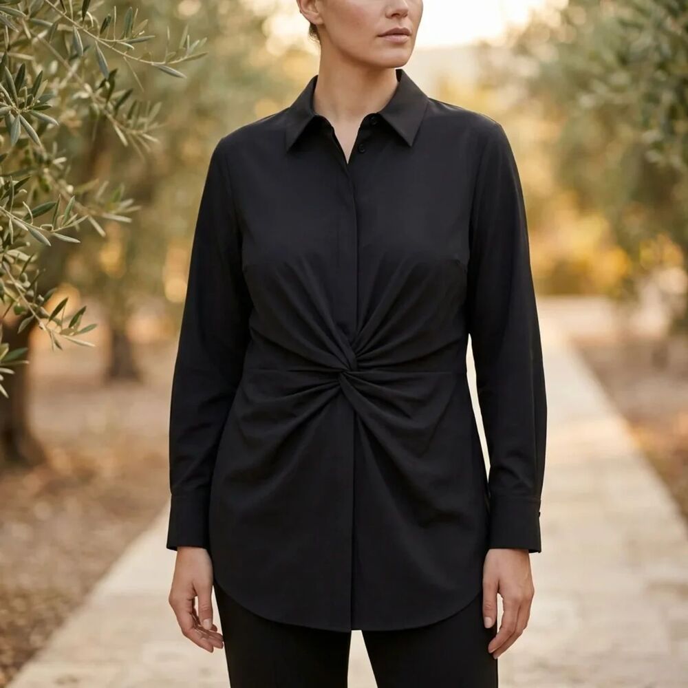 Lafayette 148 New York black Cotton, Polyamide, Spandex blouse | Sz 16